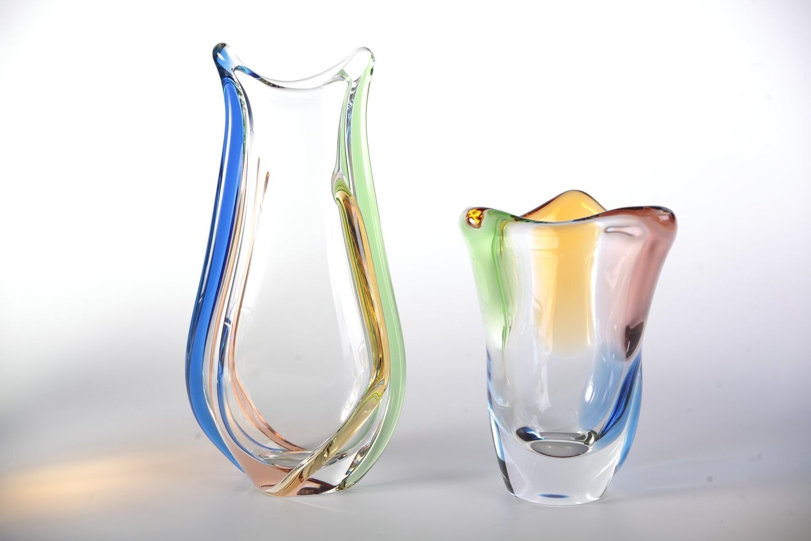 Glass Vase And Bowl Set Rhapsody By Karel Zemek For Mstisov, Czech, 1960s, Set Of 4 photo for sale