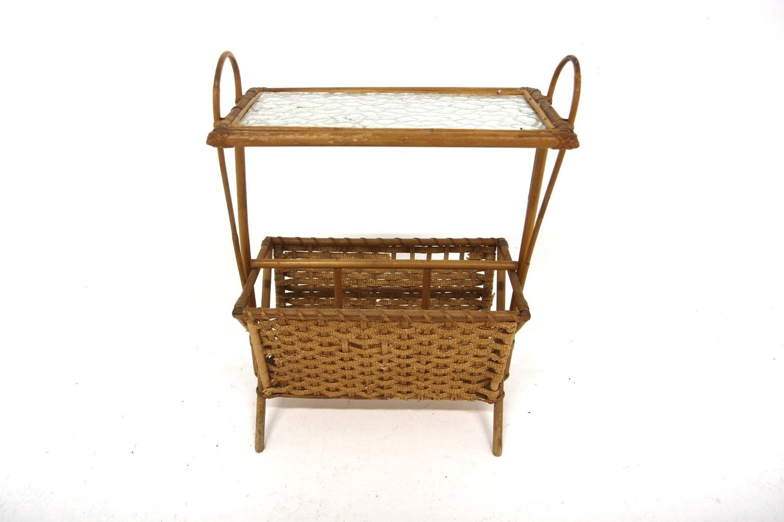 Scandinavian Rattan Magazine Rack, 1950 photo for sale