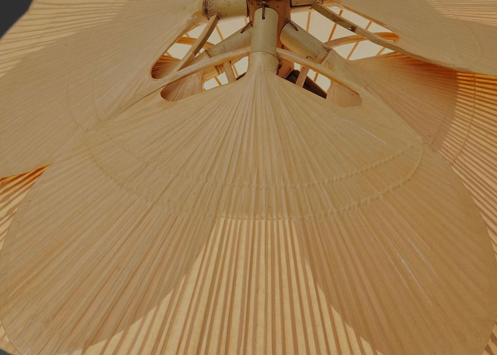 Rare Uchiwa Hana Chandelier By Ingo Maurer   Japanese Paper And Bamboo, 1970s photo vinterior