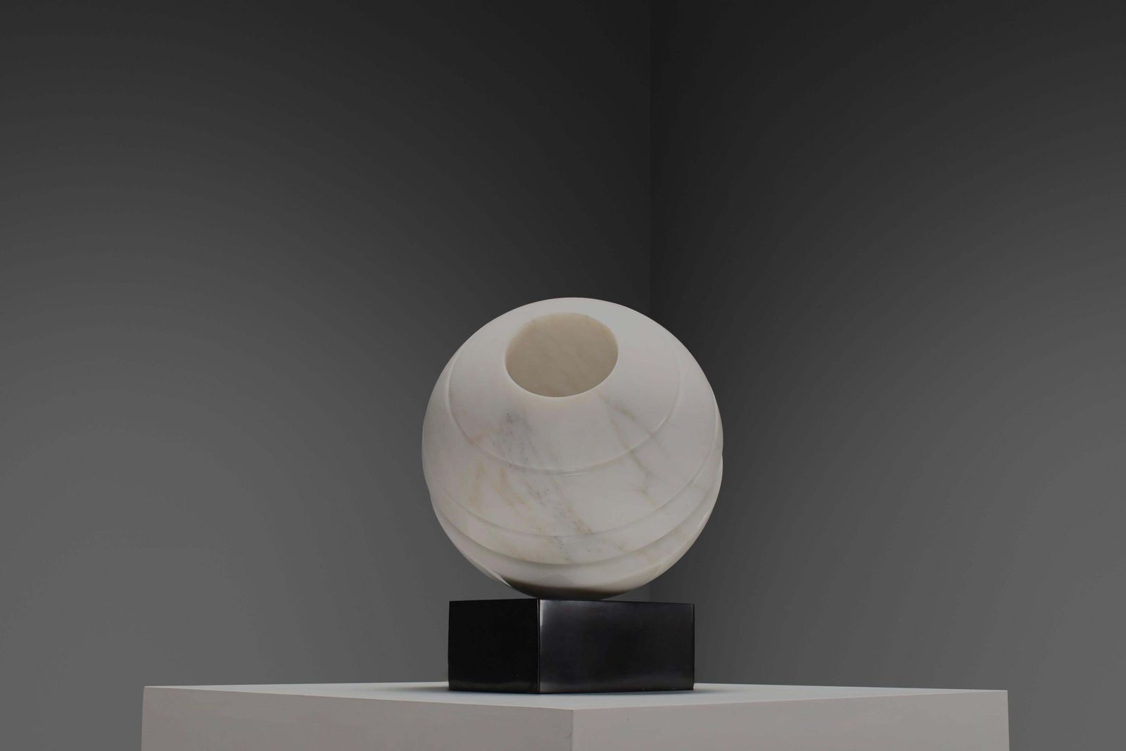 Abstract Marble “Sfera" Sculpture By Aldo Dazzi, Italy 1970s photo vintage