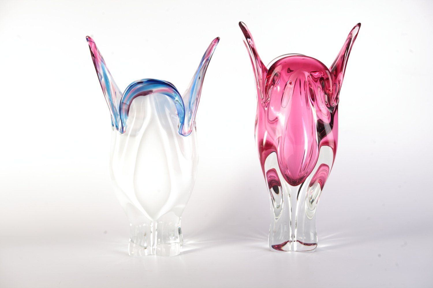 Czech Glass Vase By Josef Hospodka For Sklarny Chribska, 1970s, Set Of 2 photo 208.0