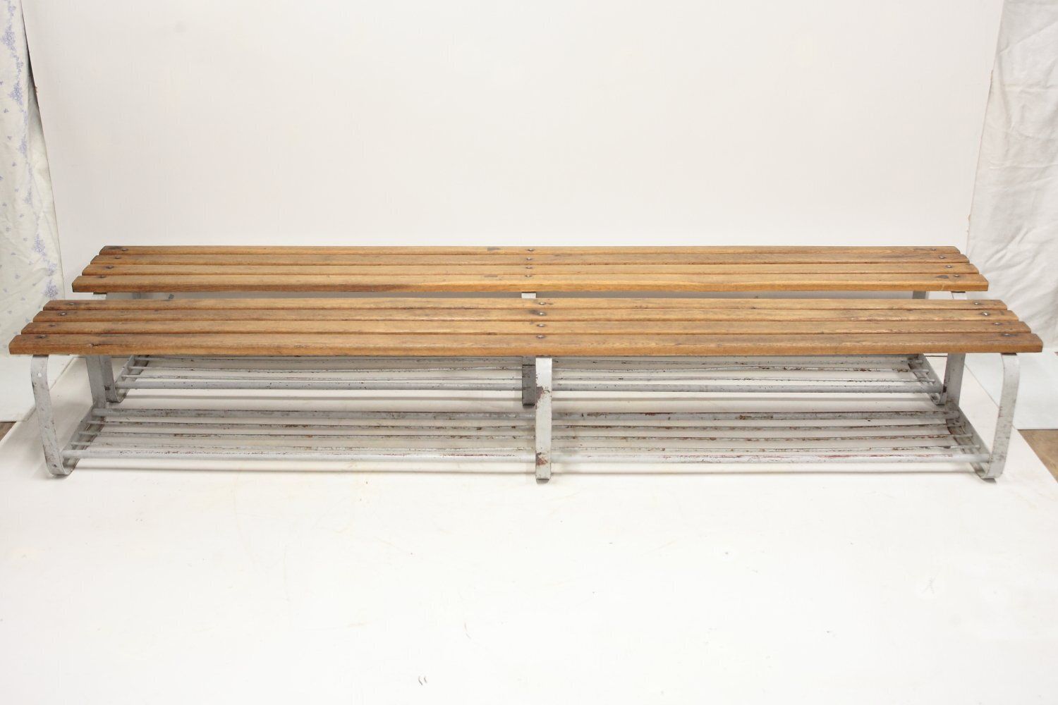photo furniture Industrial Oak And Steel Bench, 1980s