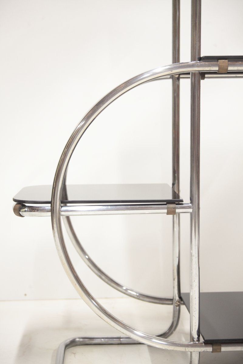 Buisvormige Chromen Bloemenstandaard Of étagère Van Hynek Gottwald, Jaren 1940 photo furniture