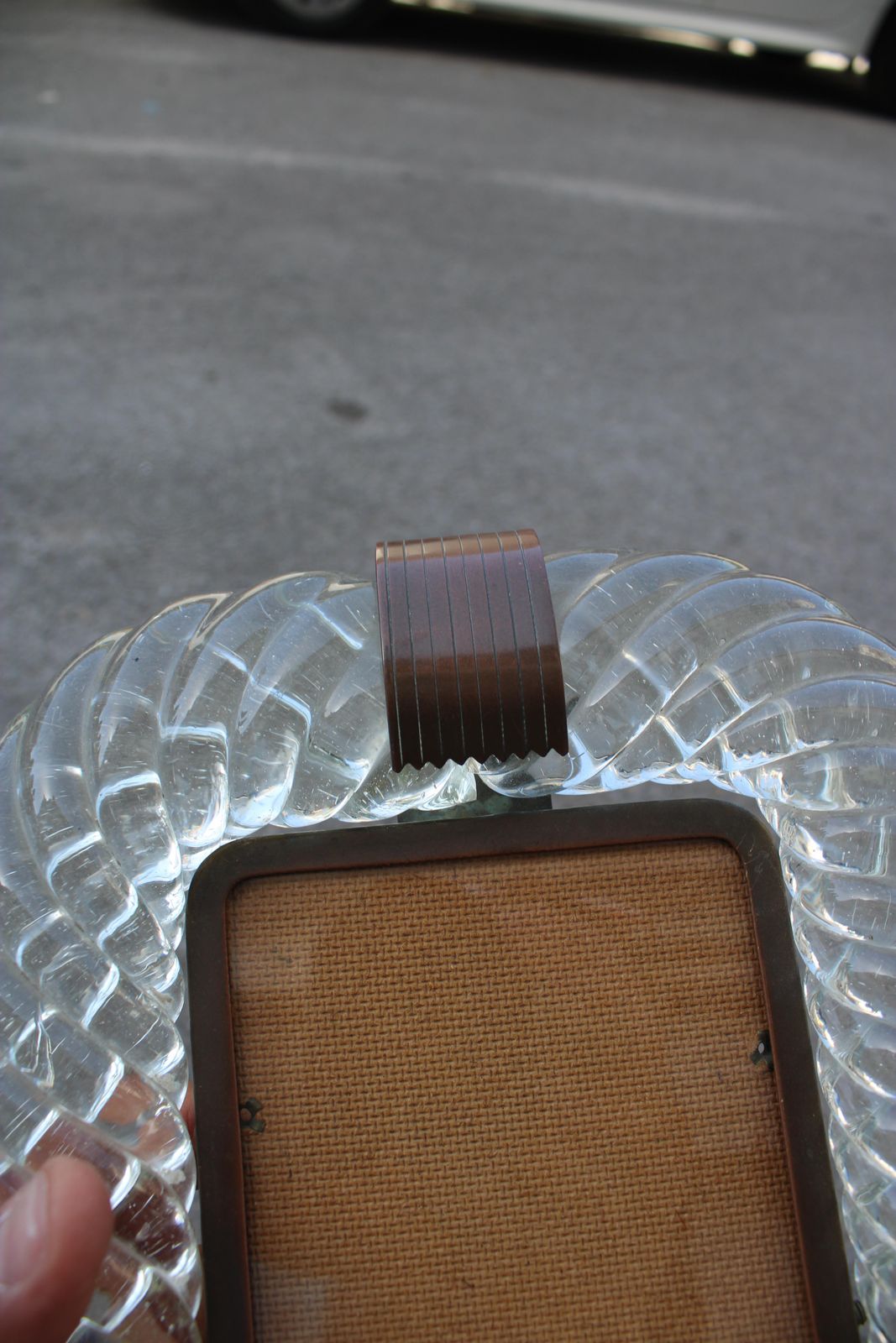 photo furniture Venini Murano Glass And Brass Hole Holder 1940