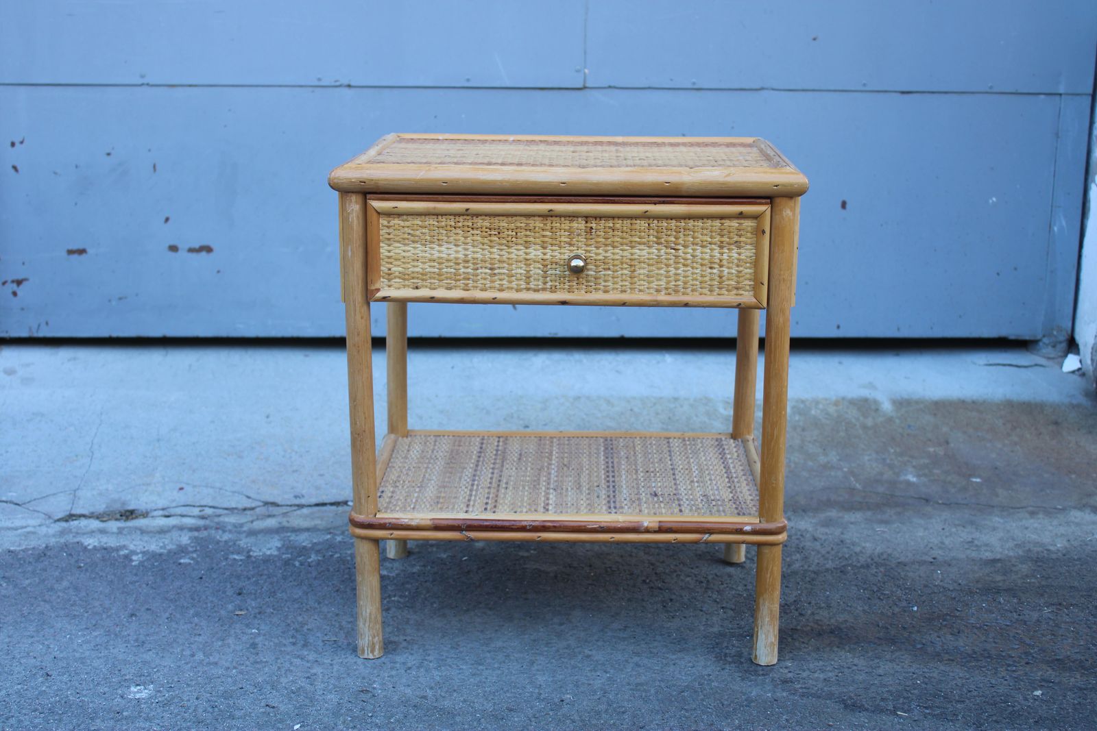 Italian Bamboo Nightstand With Drawer And Shelf Italy 1970s photo furniture