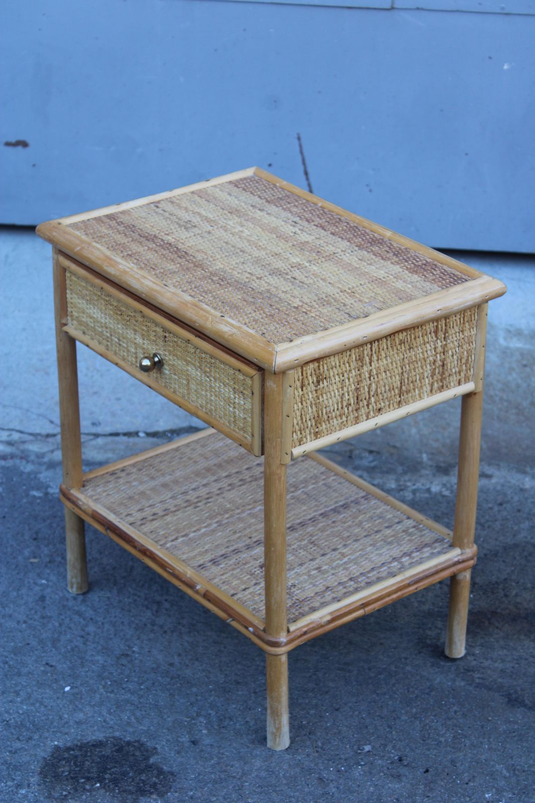 Italian Bamboo Nightstand With Drawer And Shelf Italy 1970s photo 797.0