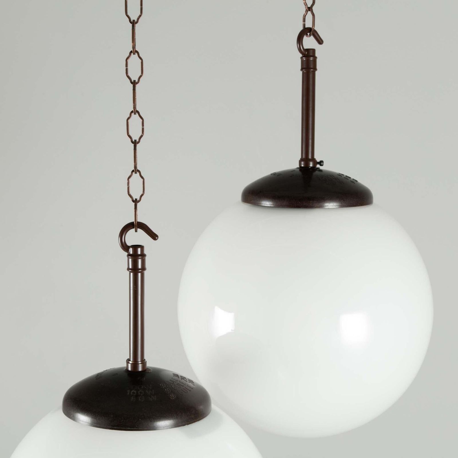 Mid Century Czech Milk Glass / Opaline Glass Globe Pendant Lights photo 332.0