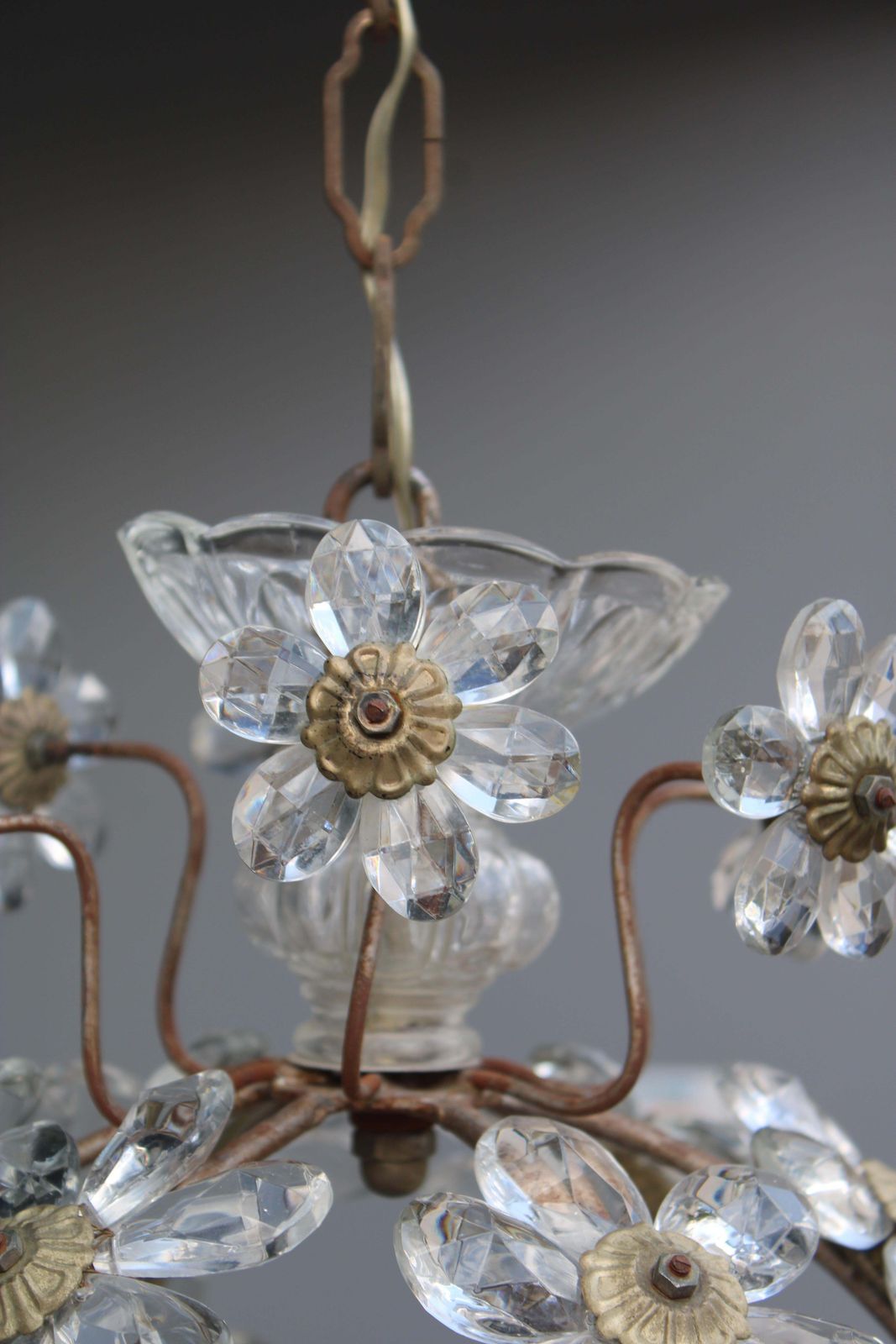 Ball Pendant Chandelier With Crystals France 1950s photo vinterior