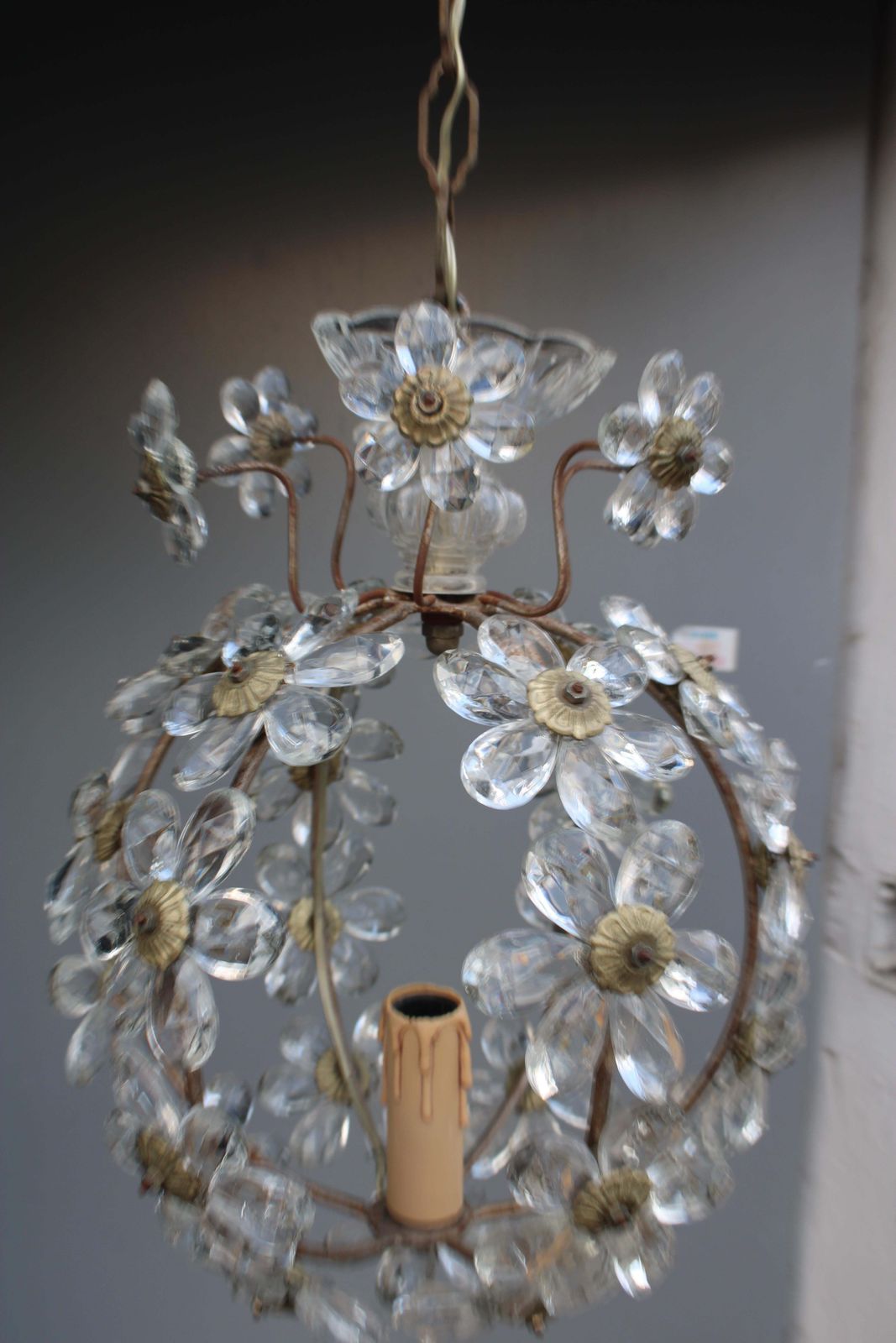 photo buy Ball Pendant Chandelier With Crystals France 1950s