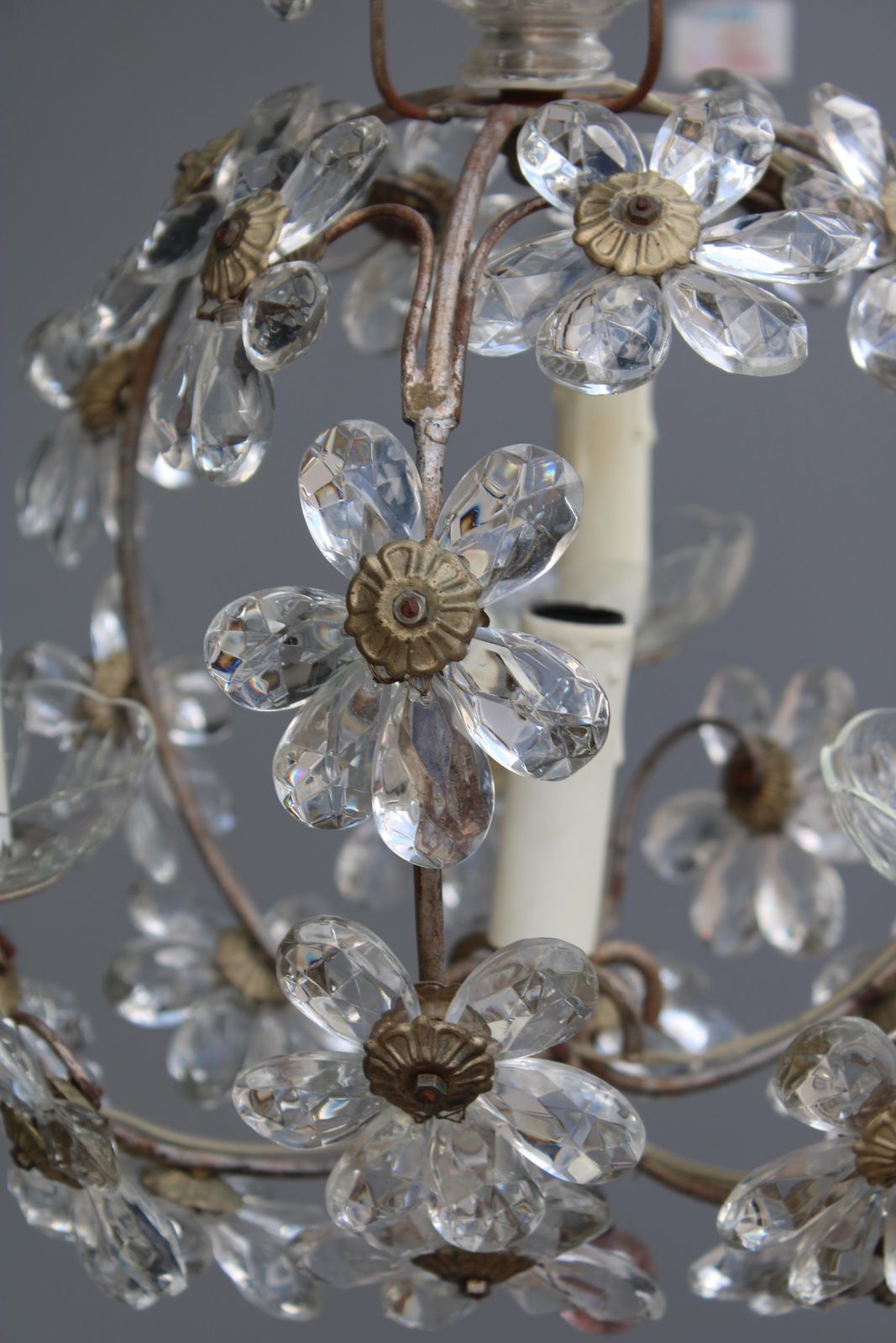 Metal And Crystal Lantern French 1950s Mid Century France Design photo 636.0