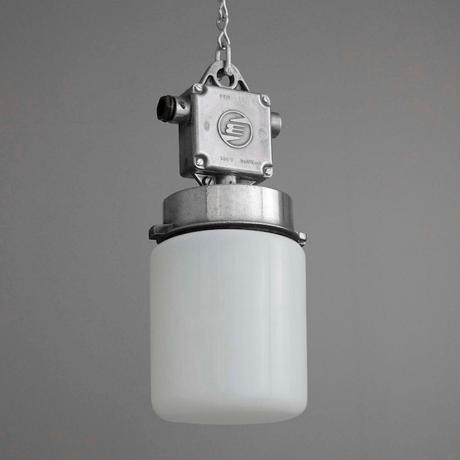 Mid Century Industrial Opaline Pendant Light By Elektrosvit photo for sale