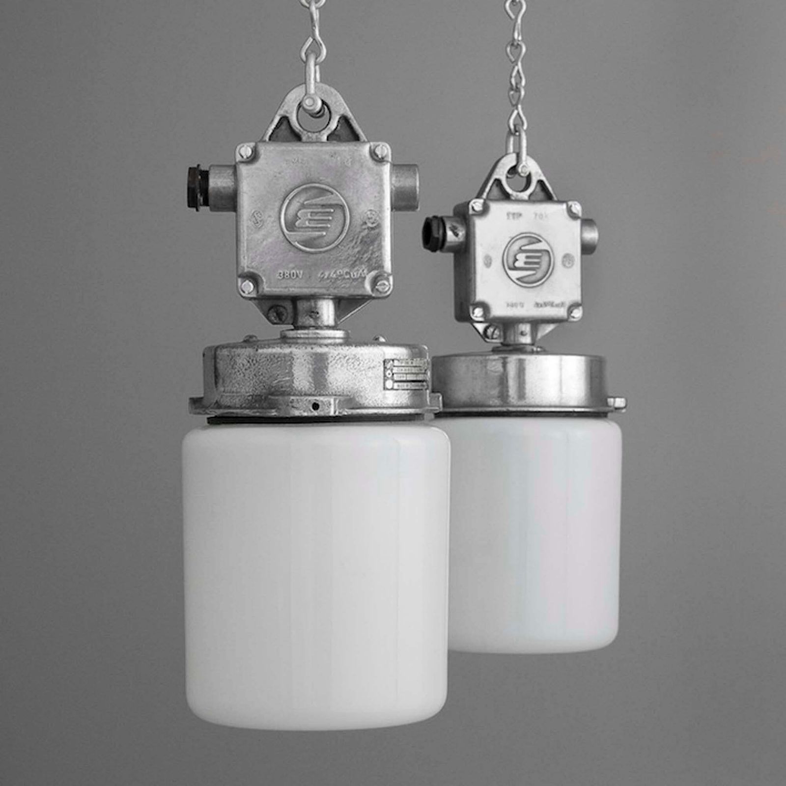 Mid Century Industrial Opaline Pendant Light By Elektrosvit photo Lighting