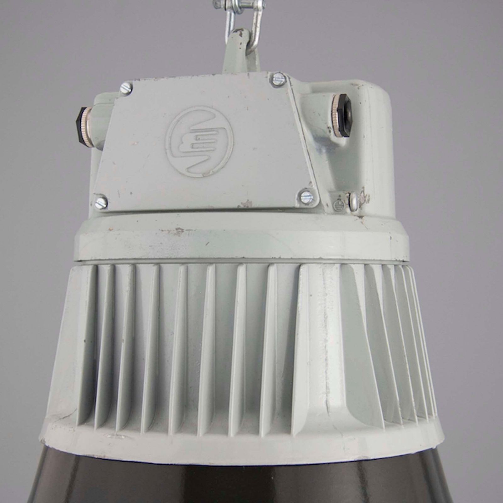 1960s Black Enamel Factory Pendant Light By Elektrosvit photo for sale