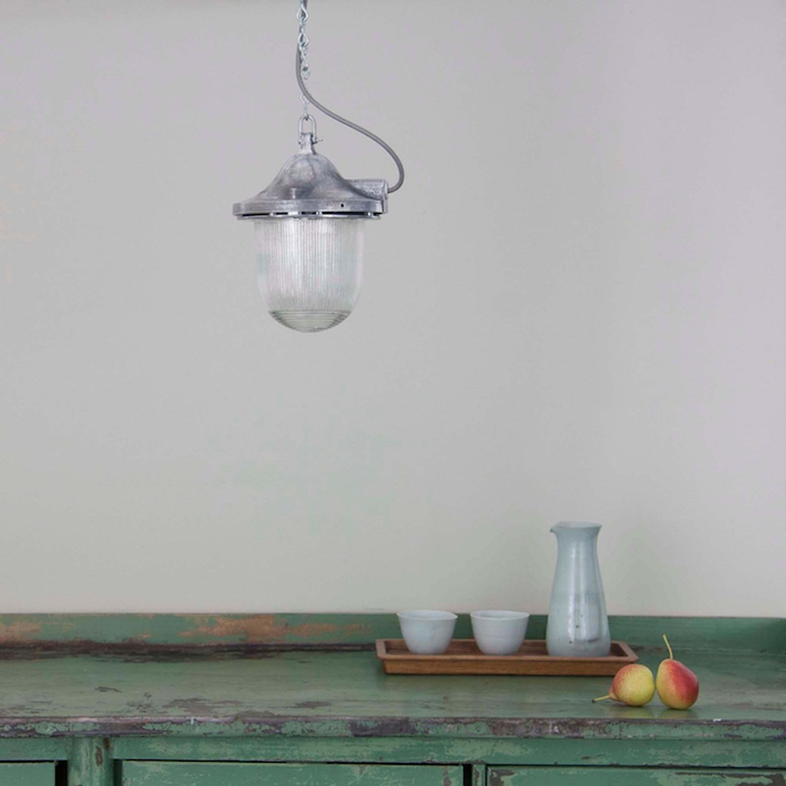 Late Century Polish Aluminium & Prismatic Glass Industrial Light By Polam photo vintage