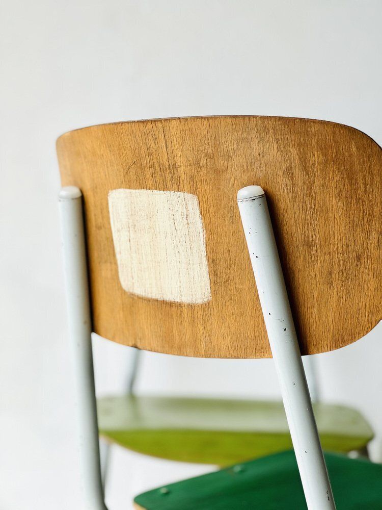 photo vinterior Vintage Schoolstoelen, Set Van 4