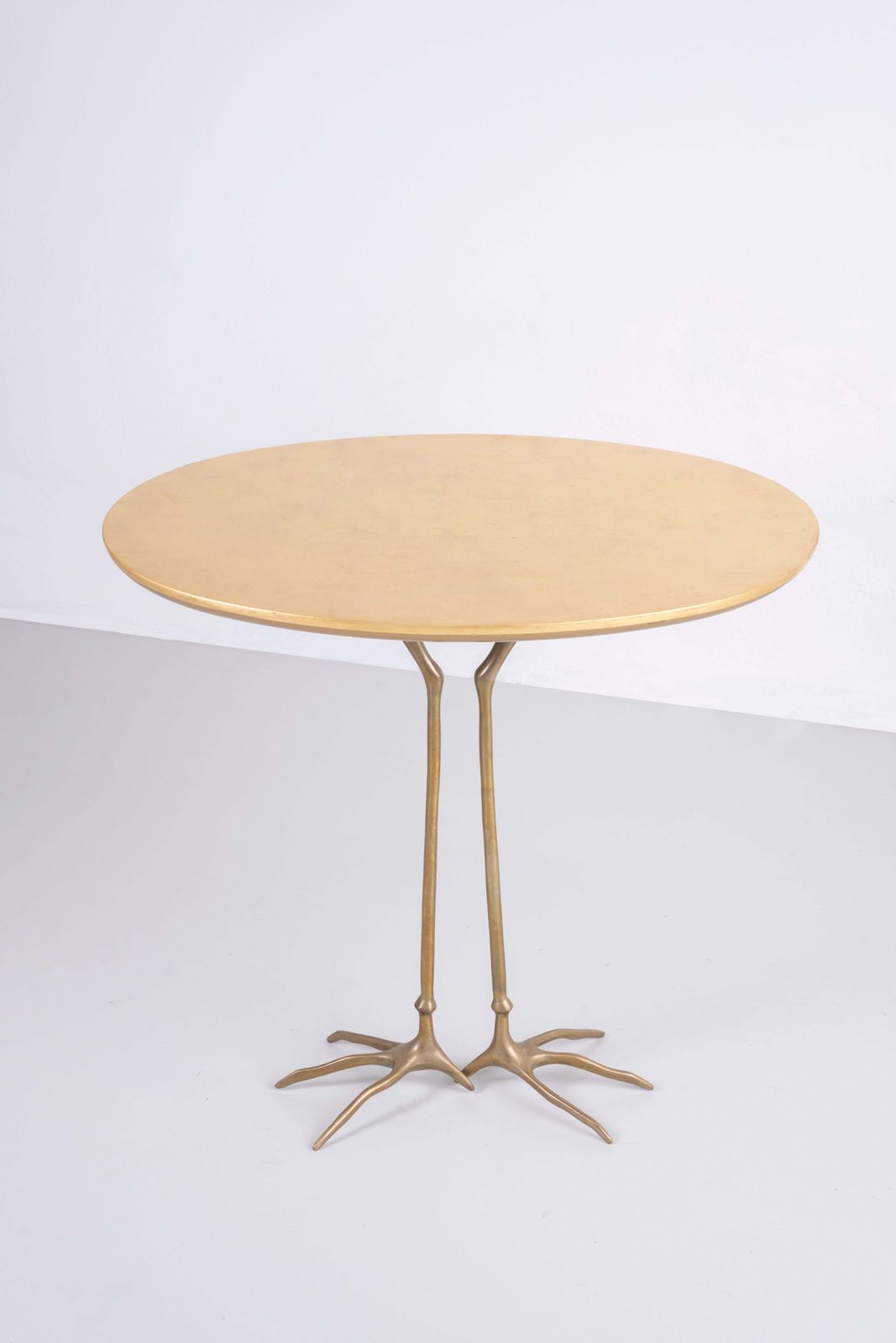 Meret Oppenheim Traccia Side Table In Wood Gold Leaf And Bronze By Gavina 1980s photo for sale