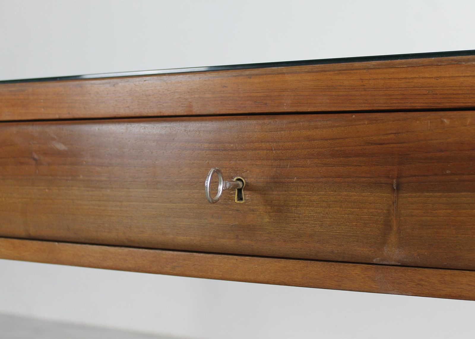 photo for sale Gio Ponti Office Desk In Wood And Glass For Bnl Italian Manufacture 1950s Italy