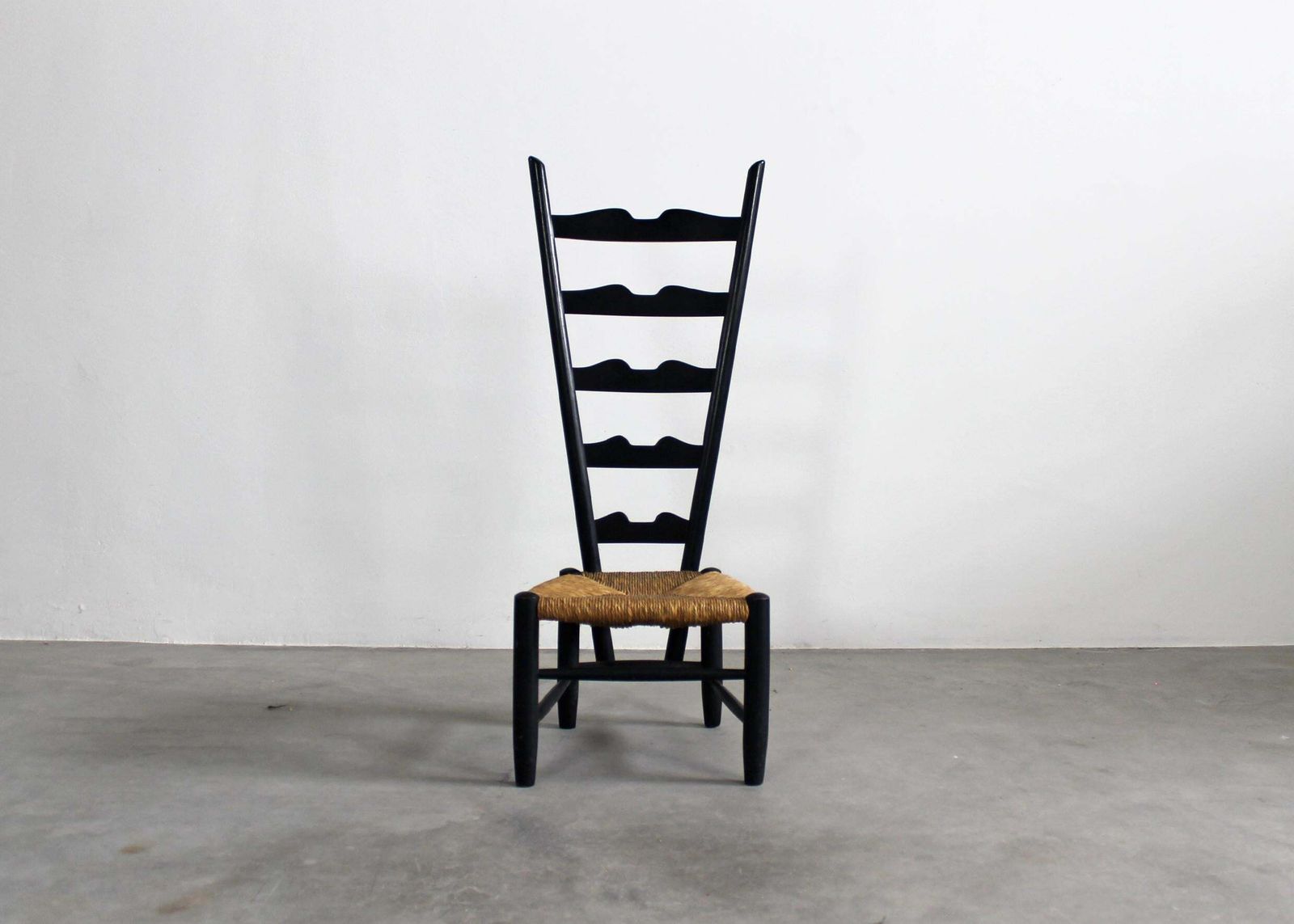 Gio Ponti Fireside Chair In Black Beech Wood And Straw By Casa & Giardino 50s photo furniture