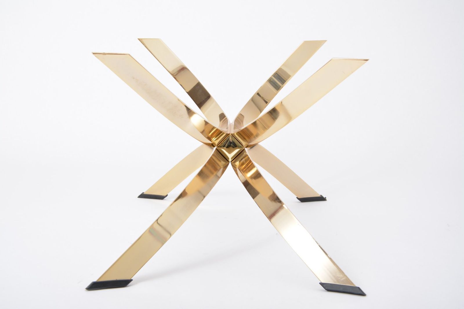Furniture Italian Gold Metal Coffee Table With Smoked Glass Top, 1970s photo