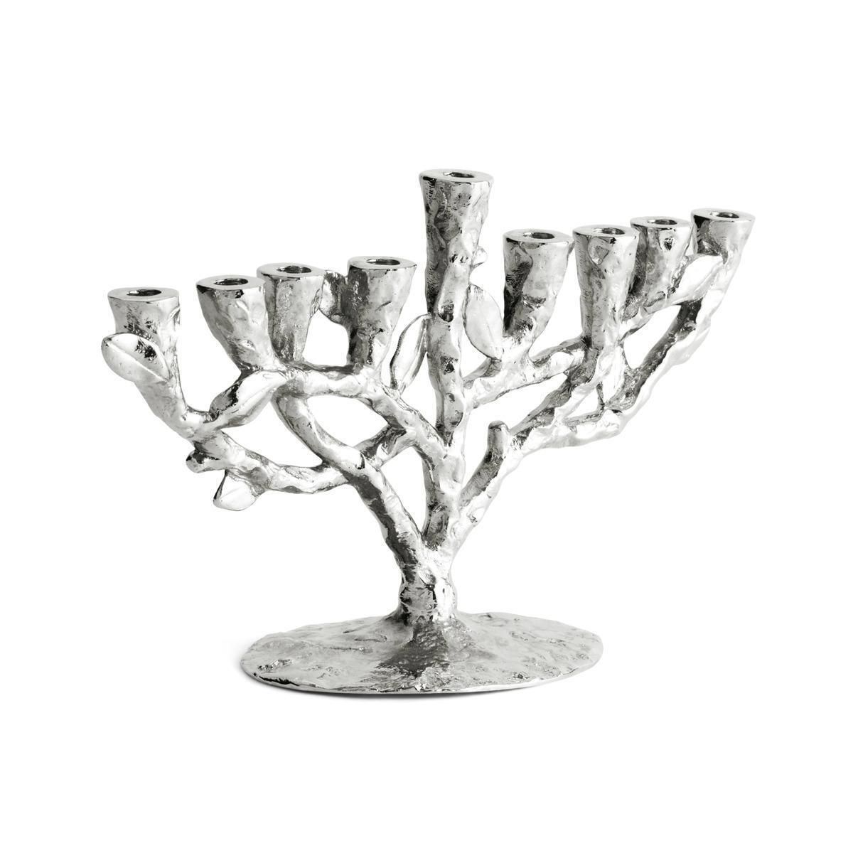 Contemporary Silver Cast Metal Tree Of Life Children’s Menorah photo Home Decor