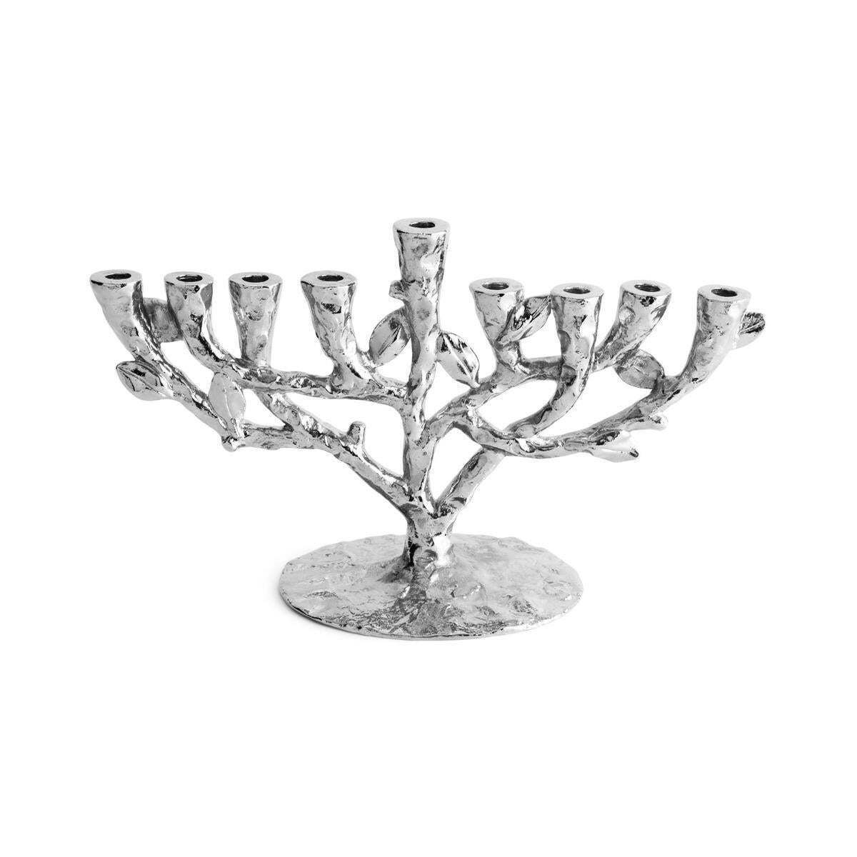 Contemporary Silver Cast Metal Tree Of Life Children’s Menorah photo 539.0