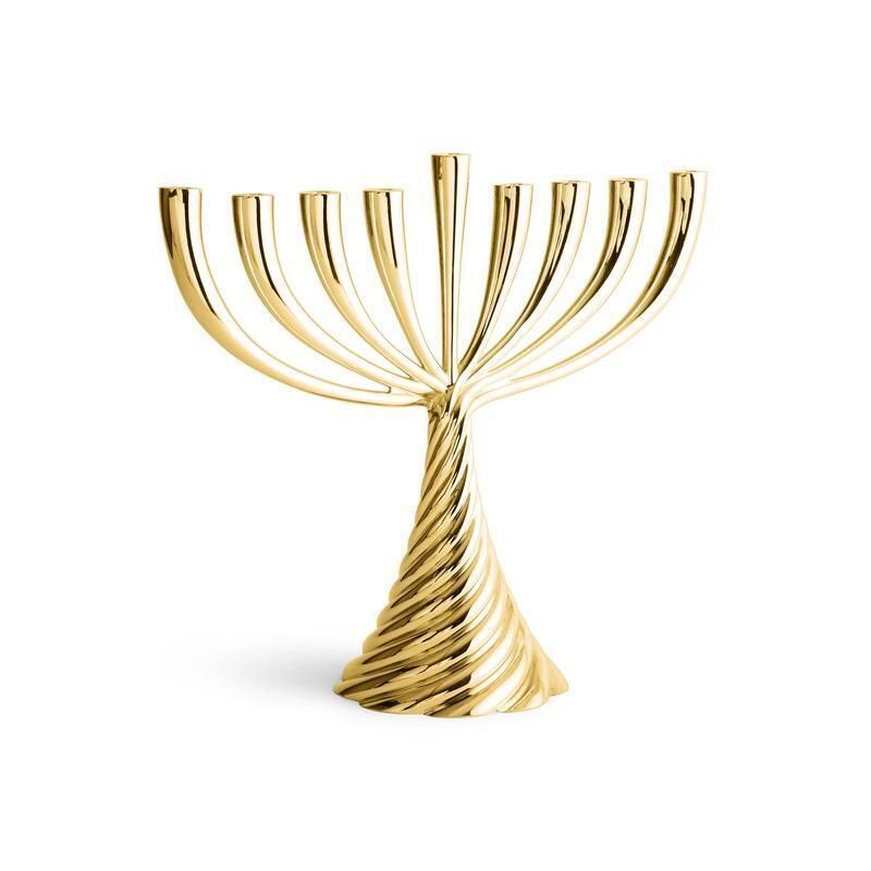 Gold Tone Contemporary Cast Metal Twist Menorah photo Home Decor