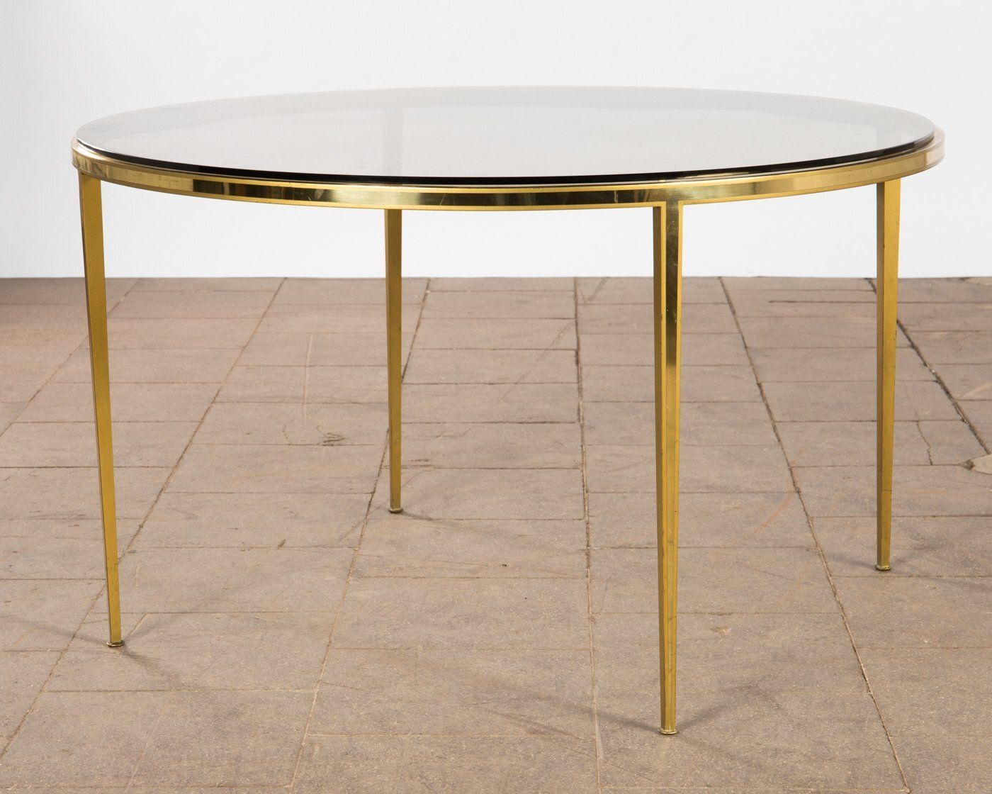 Circular Golden Brass Coffee Table From Vereinigte Werkstätten, 1960s photo vintage