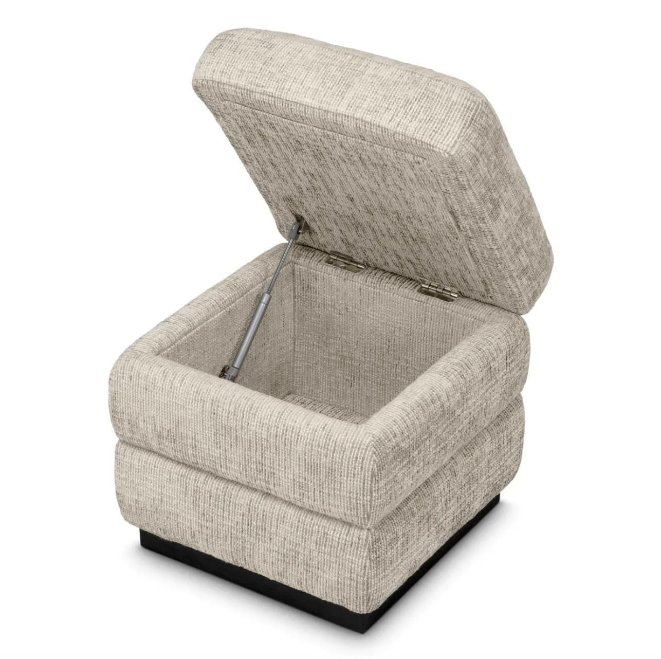 Stool In Creststone Beige Fabric With Wood Finish Base photo vinterior