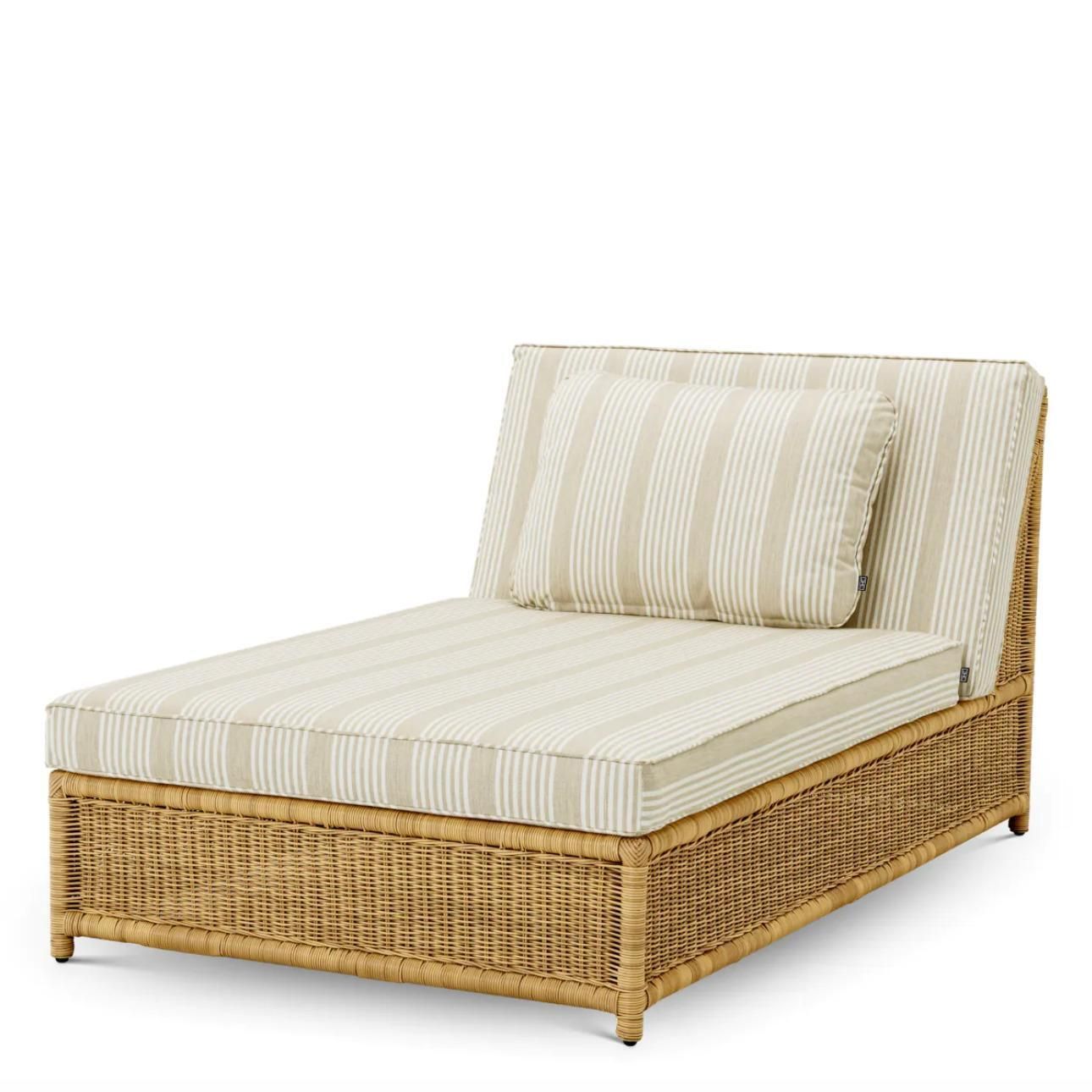 Outdoor Modular Daybed In Synthetic Rattan And Saville Beige Fabric photo furniture