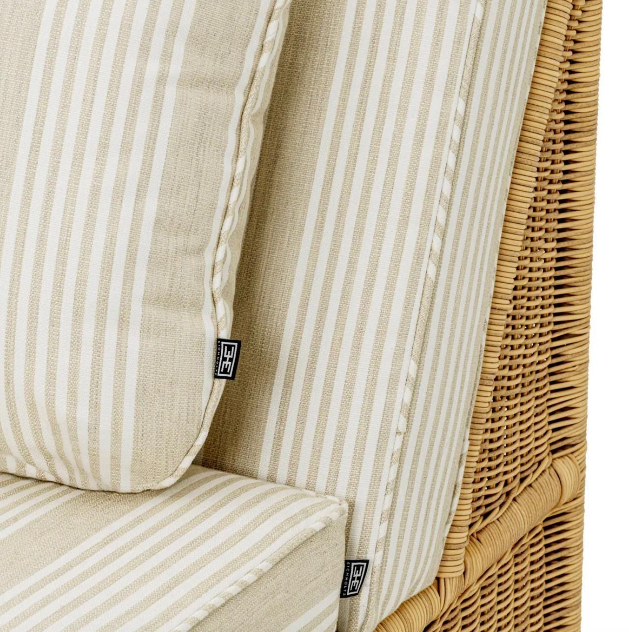 Outdoor Modular Daybed In Synthetic Rattan And Saville Beige Fabric photo vintage