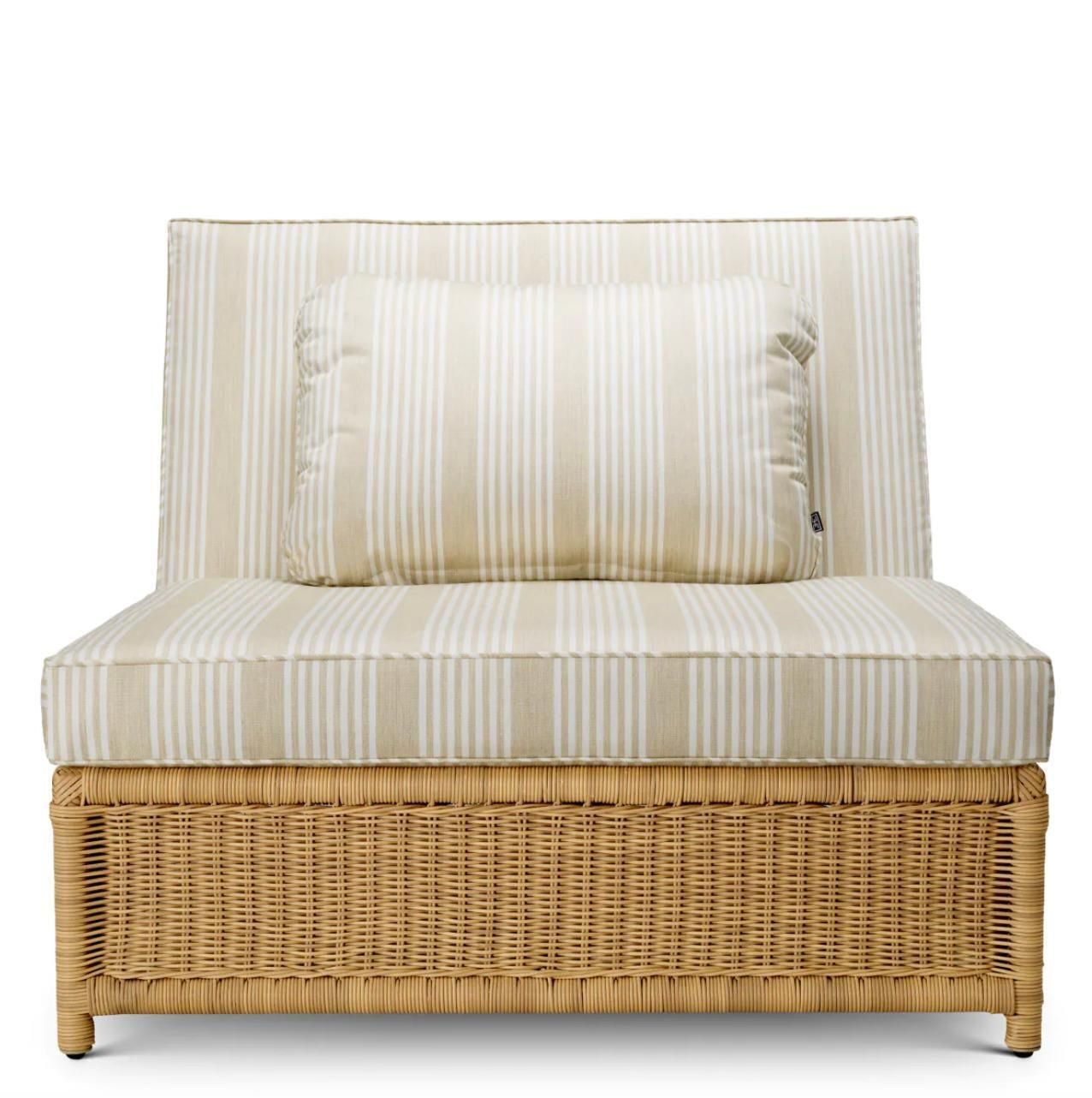 Outdoor Modular Chair In Synthetic Rattan And Saville Beige Fabric photo Garden Furniture