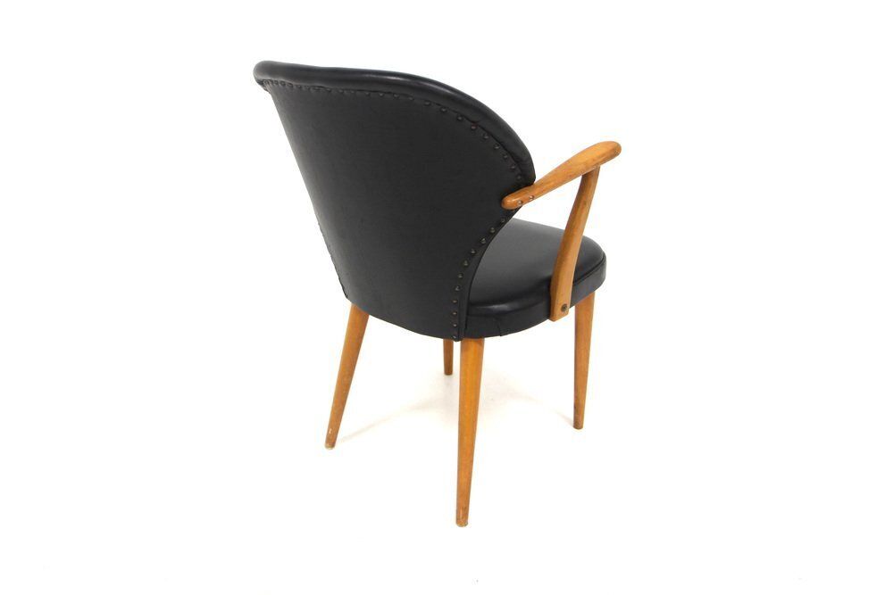 Fauteuil scandinave en similicuir, 1960 photo Mobilier