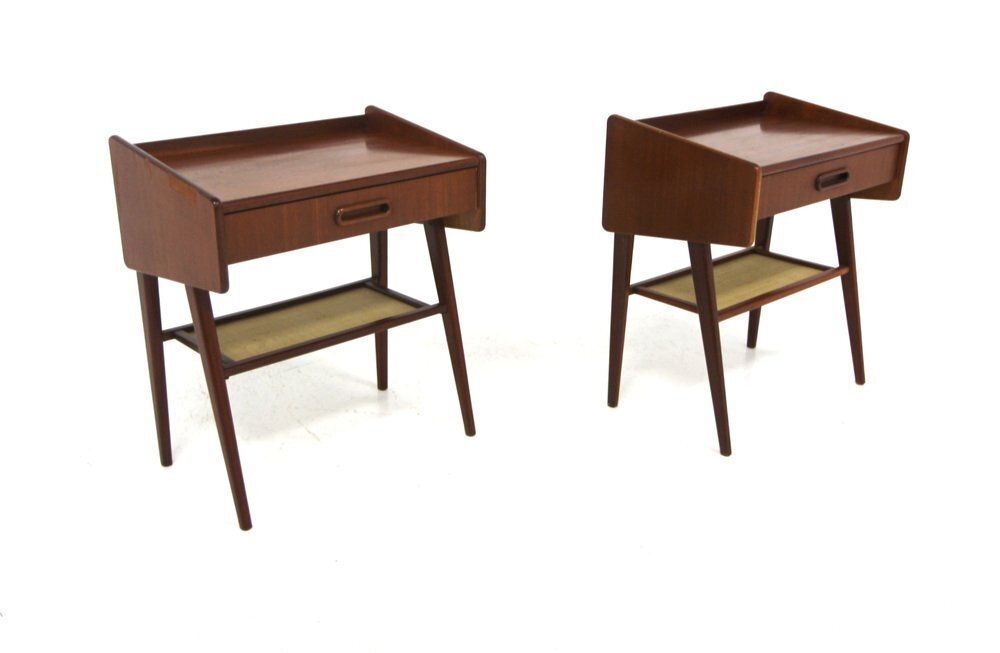 Tables de chevet scandinaves en acajou, années 1960, lot de 2