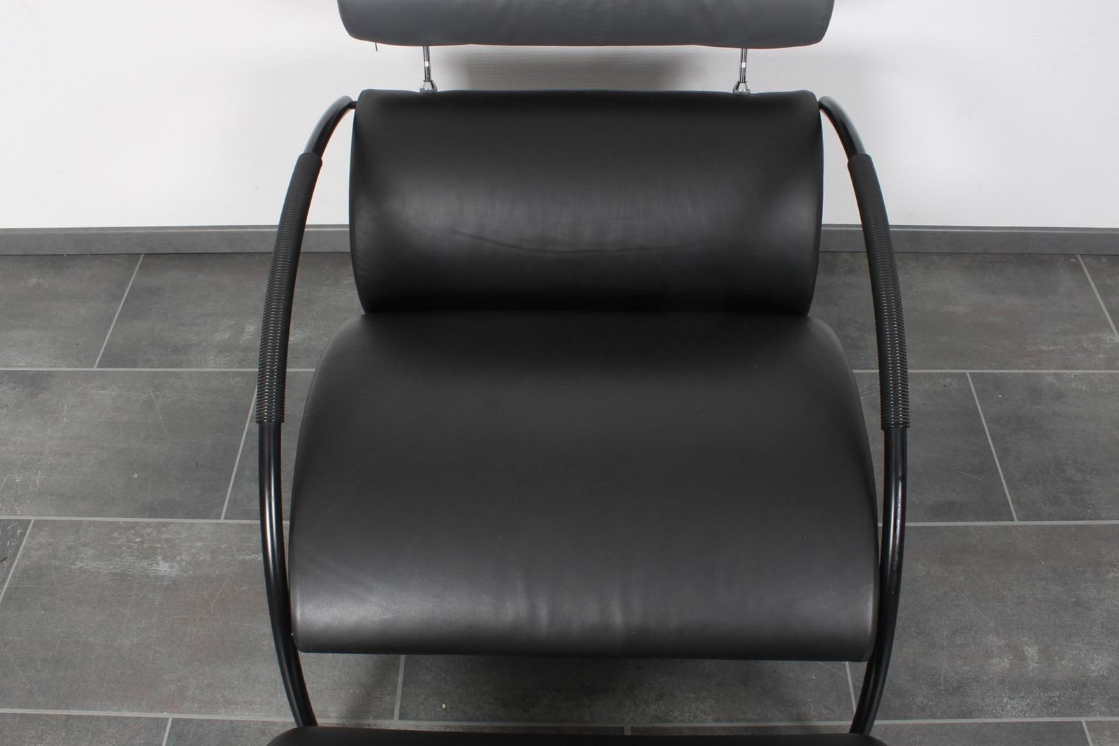 photo for sale Set Of Black Leather Zyklus Armchair And Ottoman By Peter Maly For Cor, 1980s