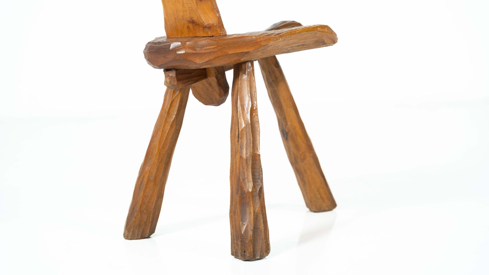 photo furniture Set Of 4 Wooden Brutalist Chairs, Italy, 1970s