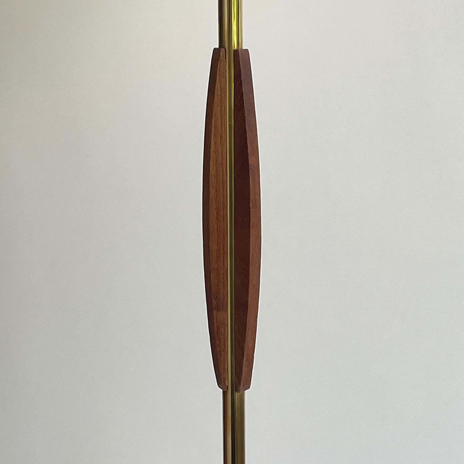 Rattan, Teak & Brass Tripod Floor Lamp, Sweden 1950s To 1960s photo Lighting