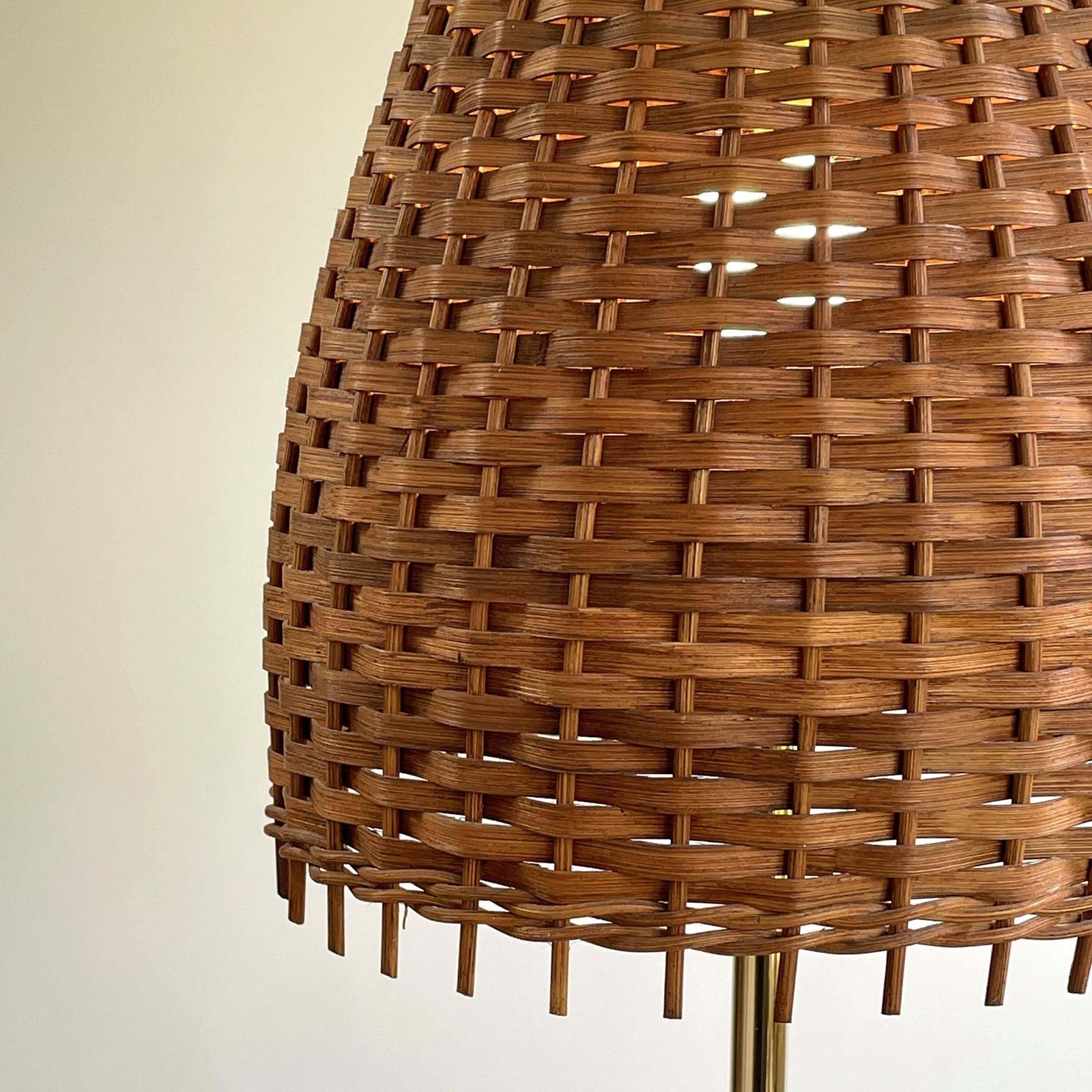 Rattan, Teak & Brass Tripod Floor Lamp, Sweden 1950s To 1960s photo buy