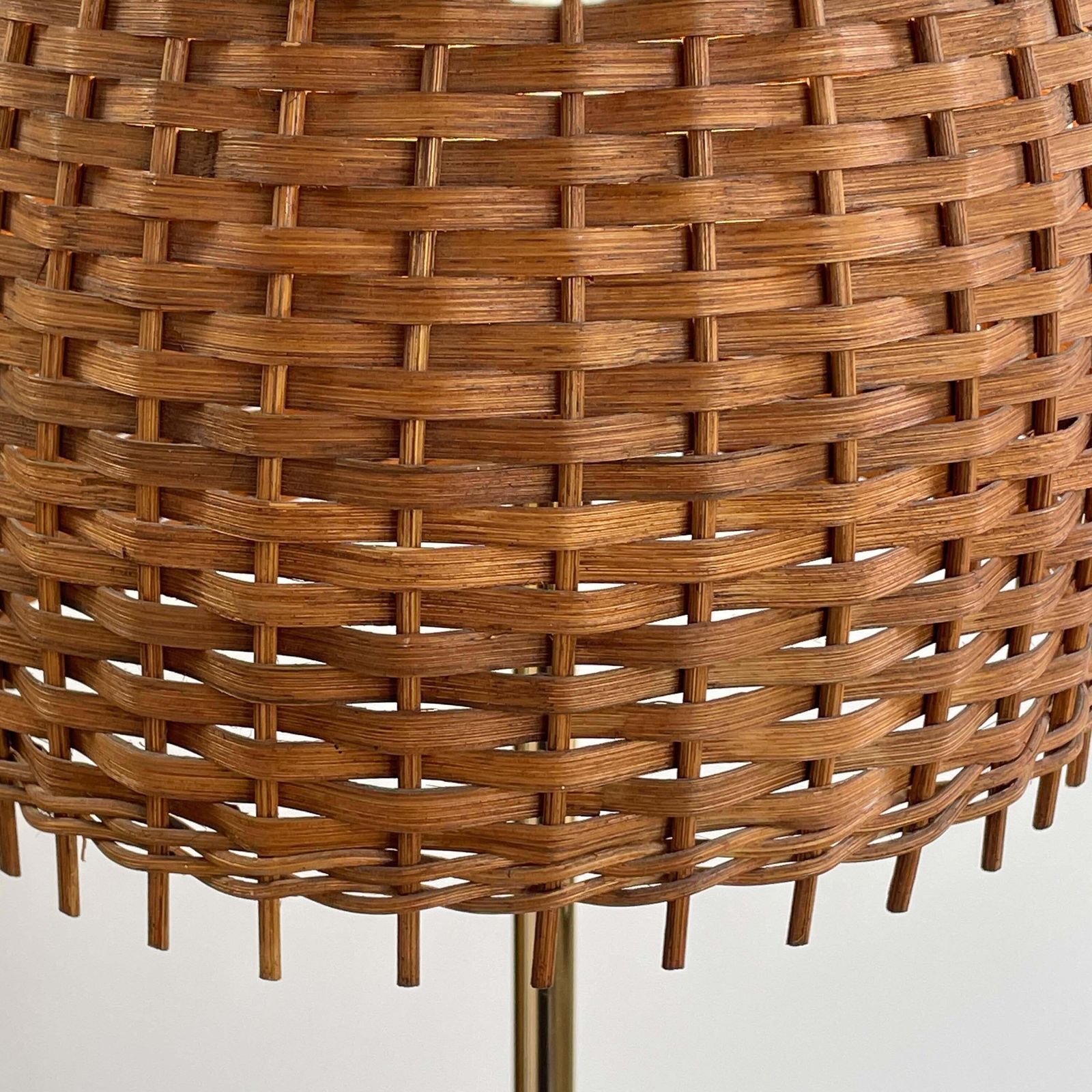 photo buy Rattan, Teak & Brass Tripod Floor Lamp, Sweden 1950s To 1960s