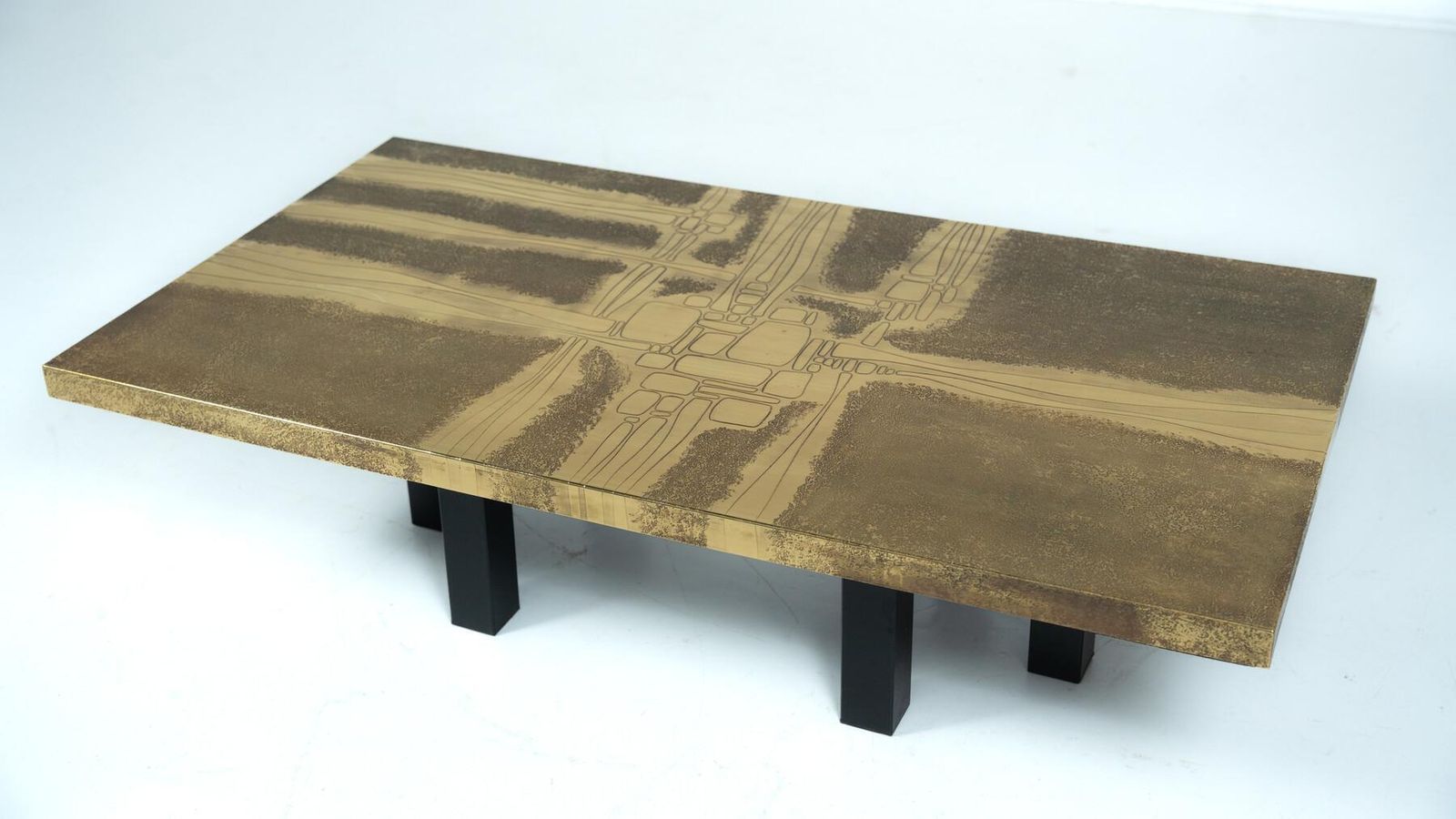 photo for sale Mid Century Brass Coffee Table By Lova Creation, Belgium, 1970s