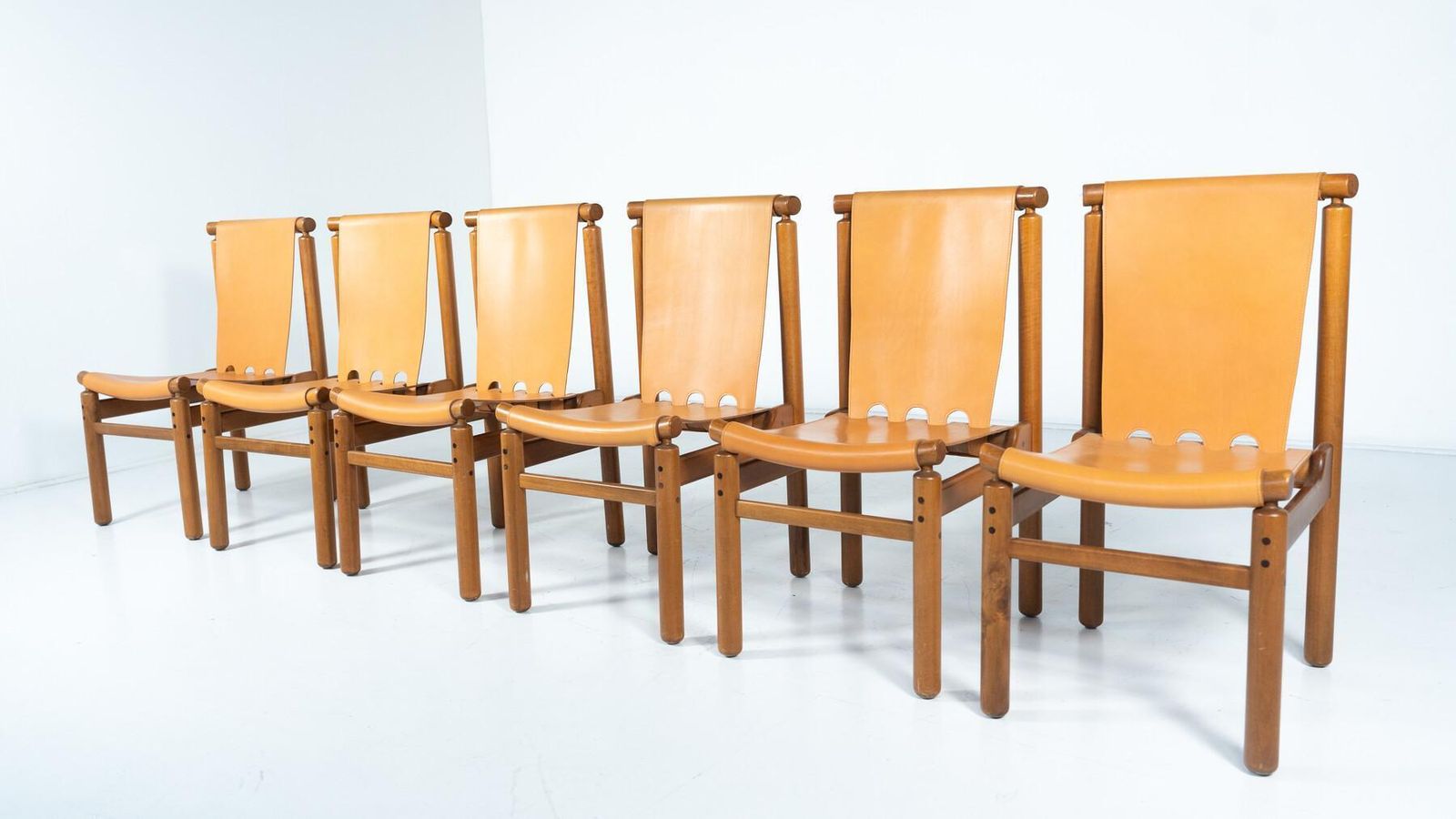 Furniture Mid Century Modern Set Of 6 Leather Dining Chairs By Ilmari Tapiovaara photo