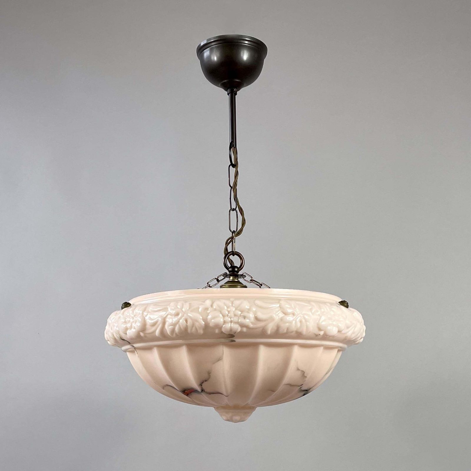 Pale Rose Marbled Glass Pendant, Sweden 1920s To 1930s photo furniture