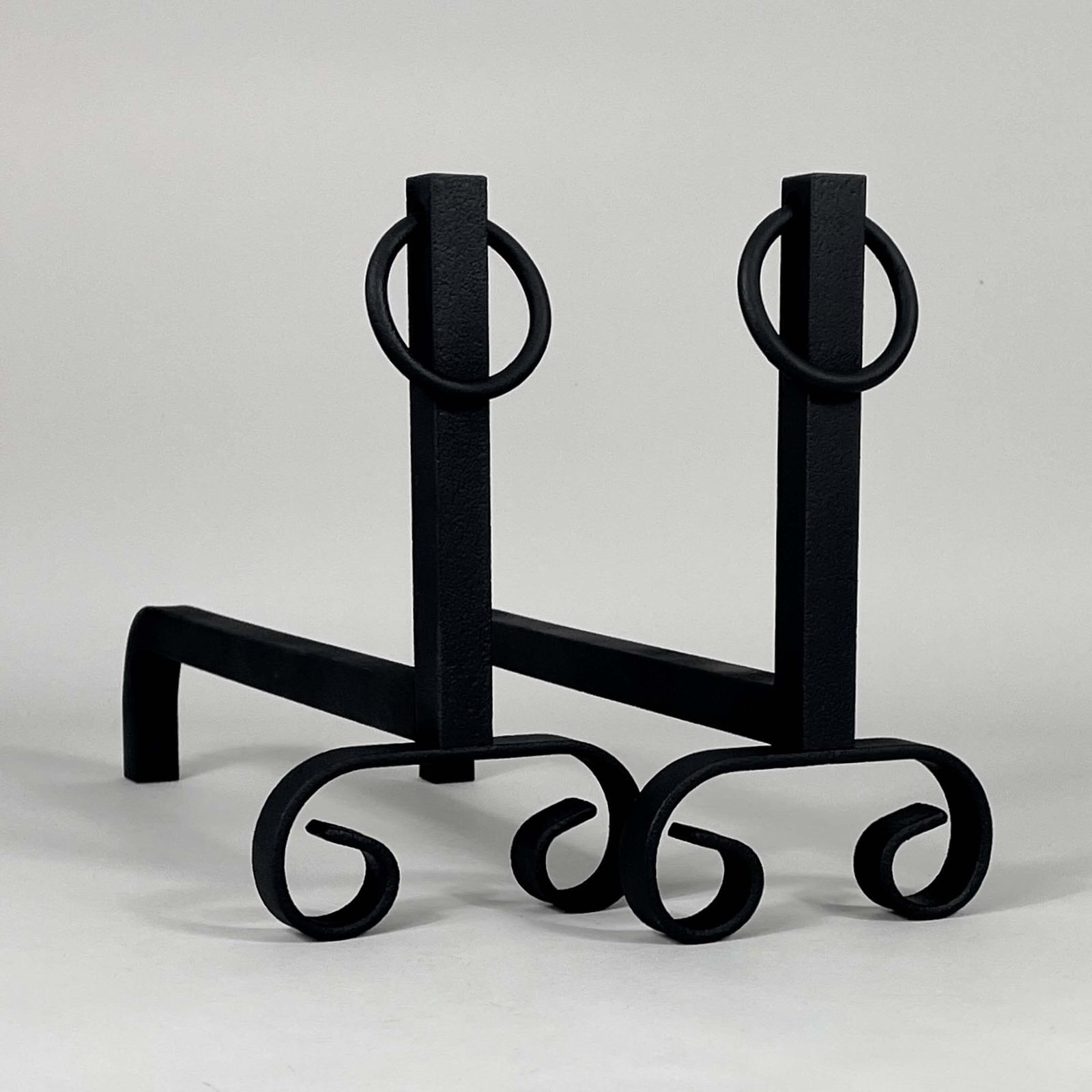 photo buy Art Deco Modernist Cast Iron Fire Dogs Andirons, France 1930s