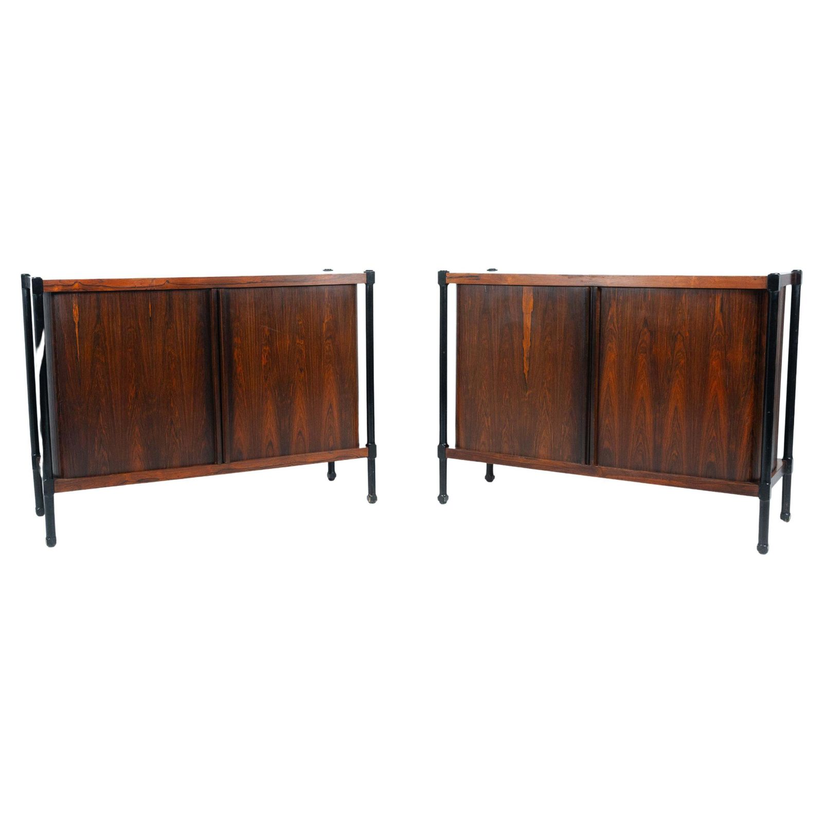 Mid Century Cabinet With Rollers Shutters By Antonio Proserpio, Wood, Italy