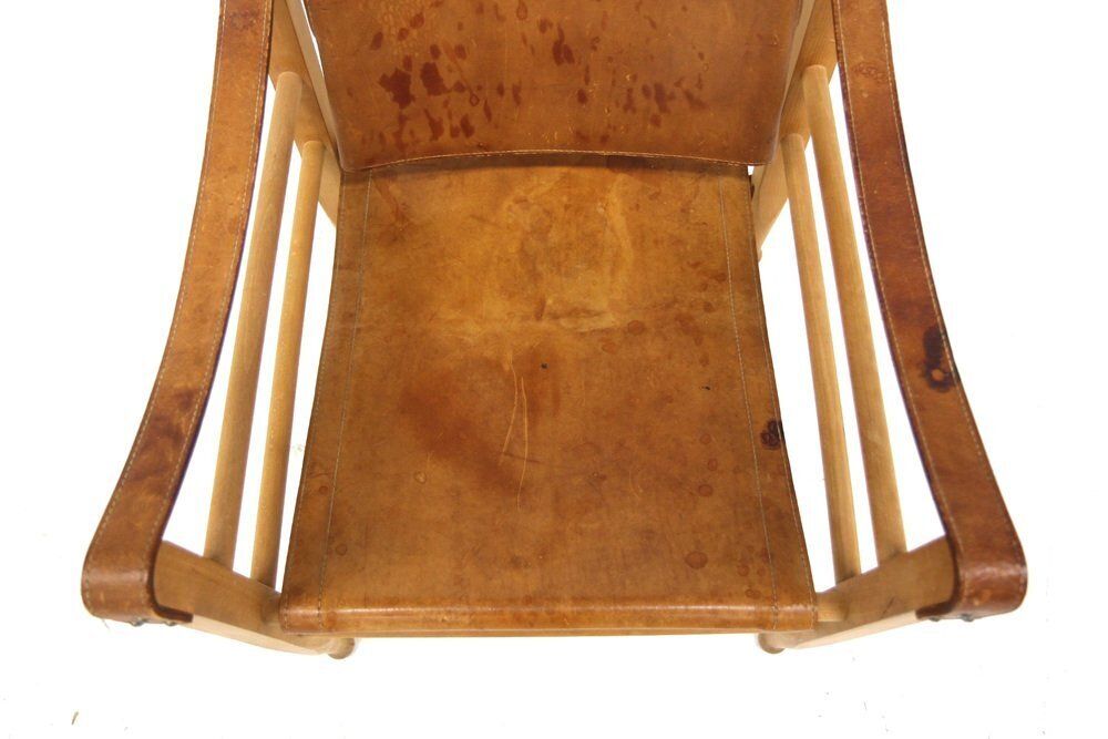 Leather Safari Chair By Aage Bruun & Son, Denmark, 1960s photo for sale