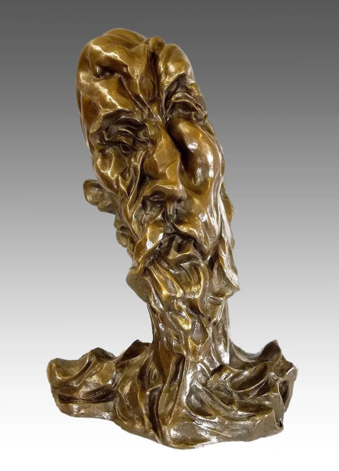 Otto Gutfreund – Don Quijote Face – Cubism Sculpture – Signed Bronze Bust photo furniture