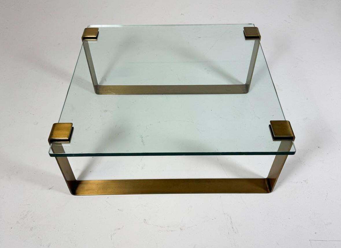 Mid Century Brass And Glass Coffee Table, Ronald Schmitt, 1970s photo Furniture