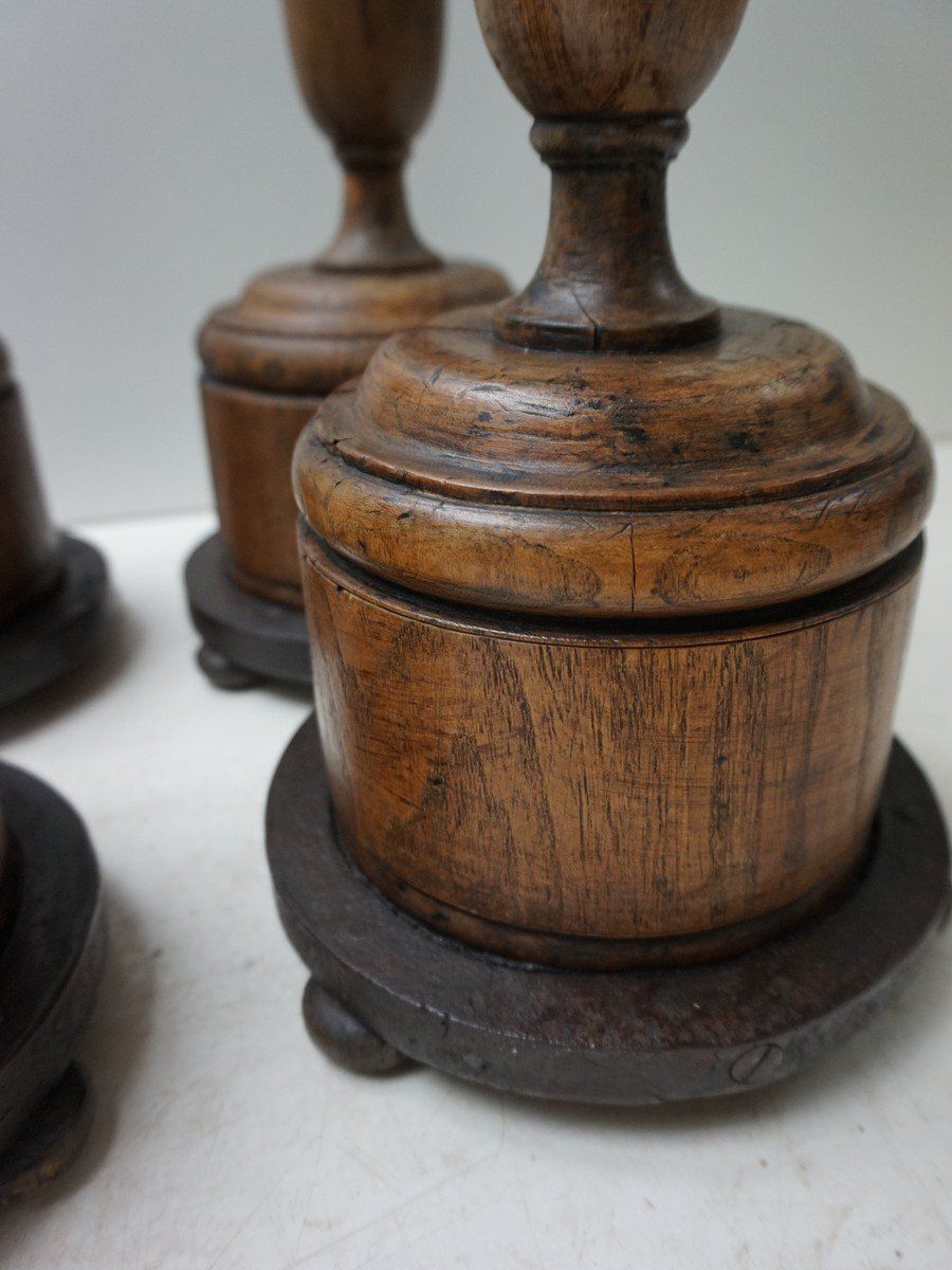 Large Antique French Wooden Candlesticks, 19th Century, Set Of 4 photo vinterior