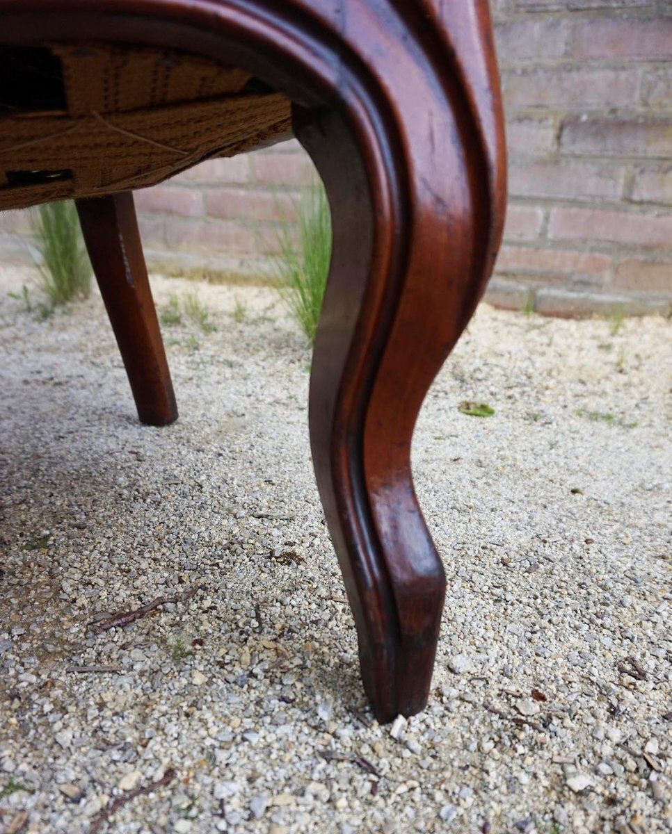 Biedermeier Mahogany Armchair With Carved Grapes And Leaves Decoration On Top, 1870s photo 867.0