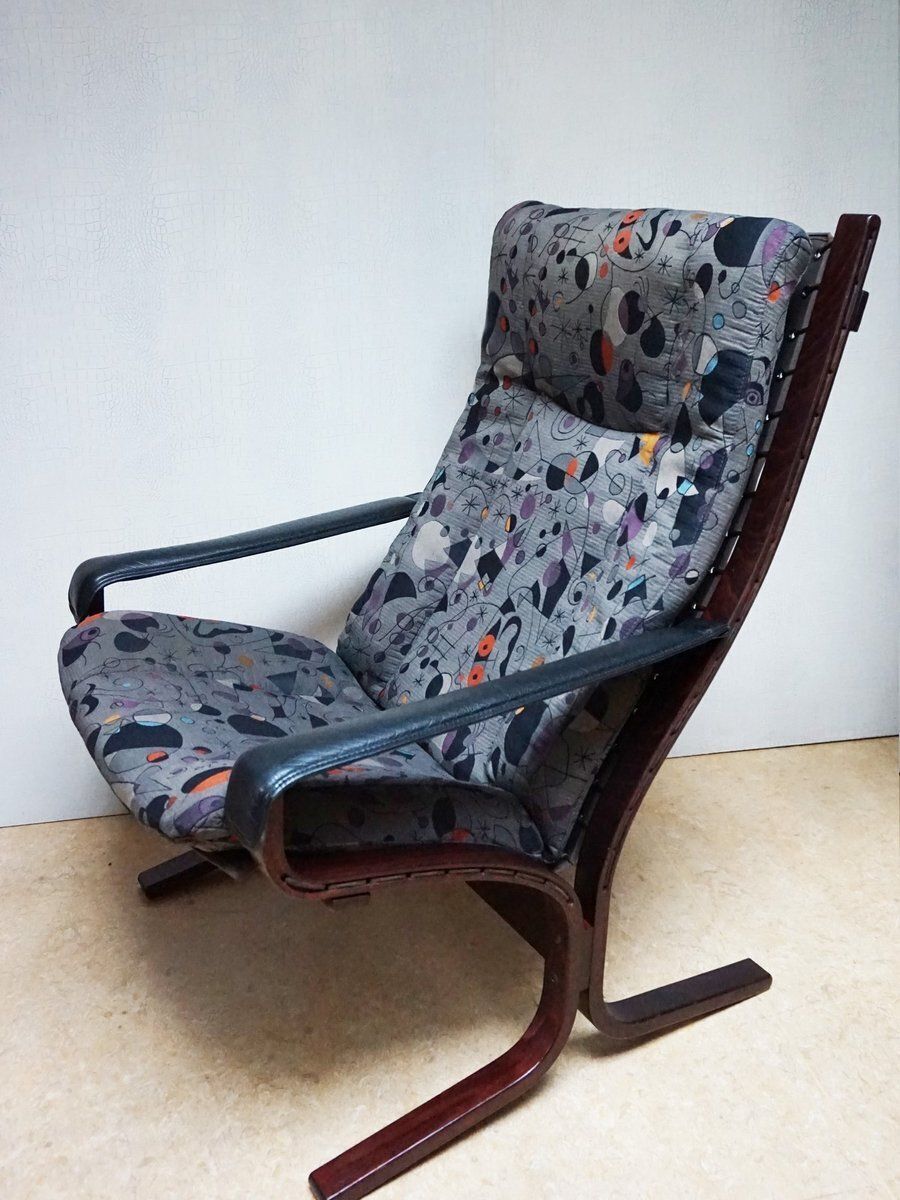 Vintage Siësta Lounge Chair By Ingmar Relling For Westnofa With Joan Miro Upholstery, 1970s