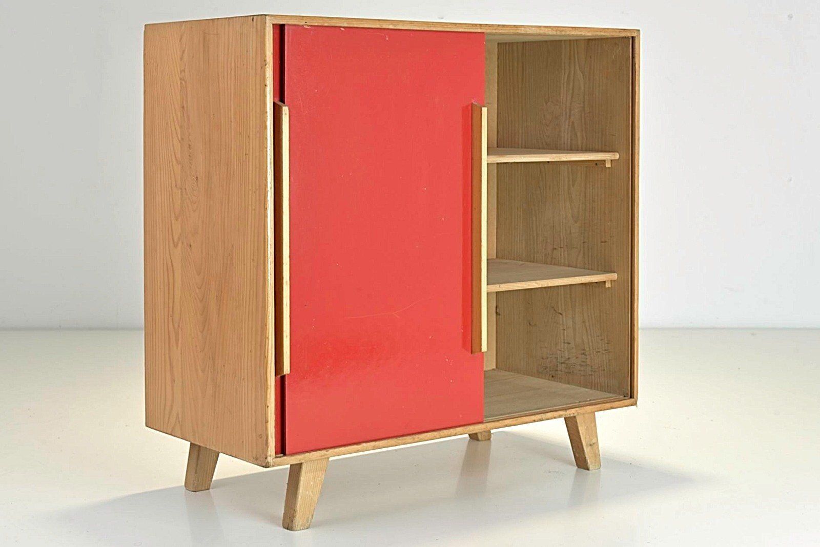 Small Red Pavatex Sideboard Attributed To Stella Möbel, Switzerland, 1950s photo 912.0